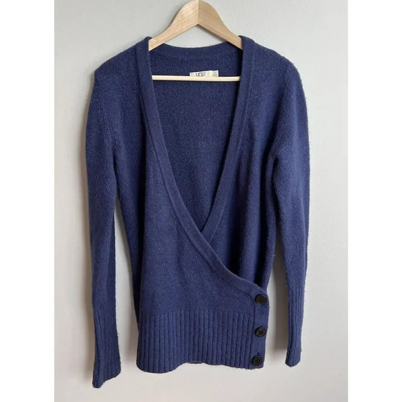 UGG Navy Blue Tinley Wrap Sweater Size Small Stretch Women’s - Picture 1 of 8